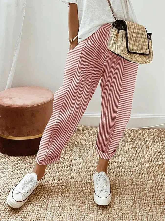 Judith Striped Cotton Pants – Soft, Breathable, and Stylish Fit
