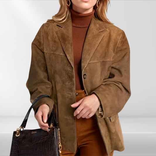 Suzanne Women’s Vintage Textured Blazer – Casual Single-Button Jacket