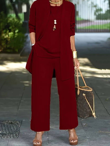 Elegant 3-Piece Women’s Trouser Suit – Stylish and Professional Set