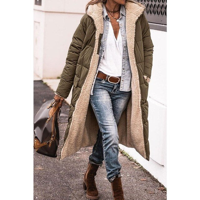 Chloe Reversible Long Padded Winter Coat – Warm and Stylish