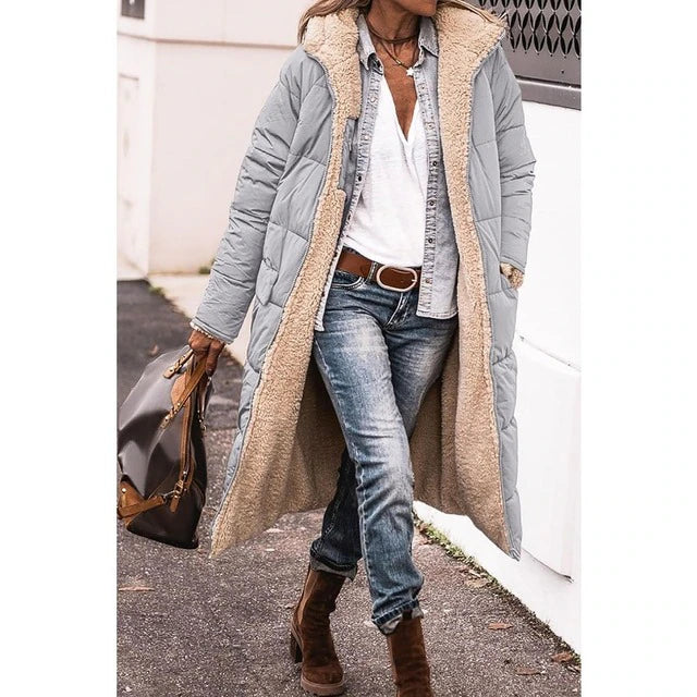 Chloe Reversible Long Padded Winter Coat – Warm and Stylish