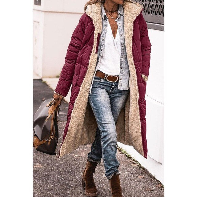 Chloe Reversible Long Padded Winter Coat – Warm and Stylish