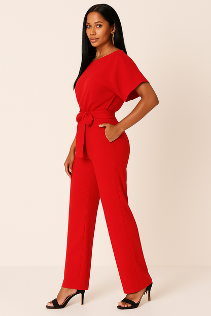 Elva Tie-Belt Jumpsuit – Stylish Women’s One-Piece Outfit