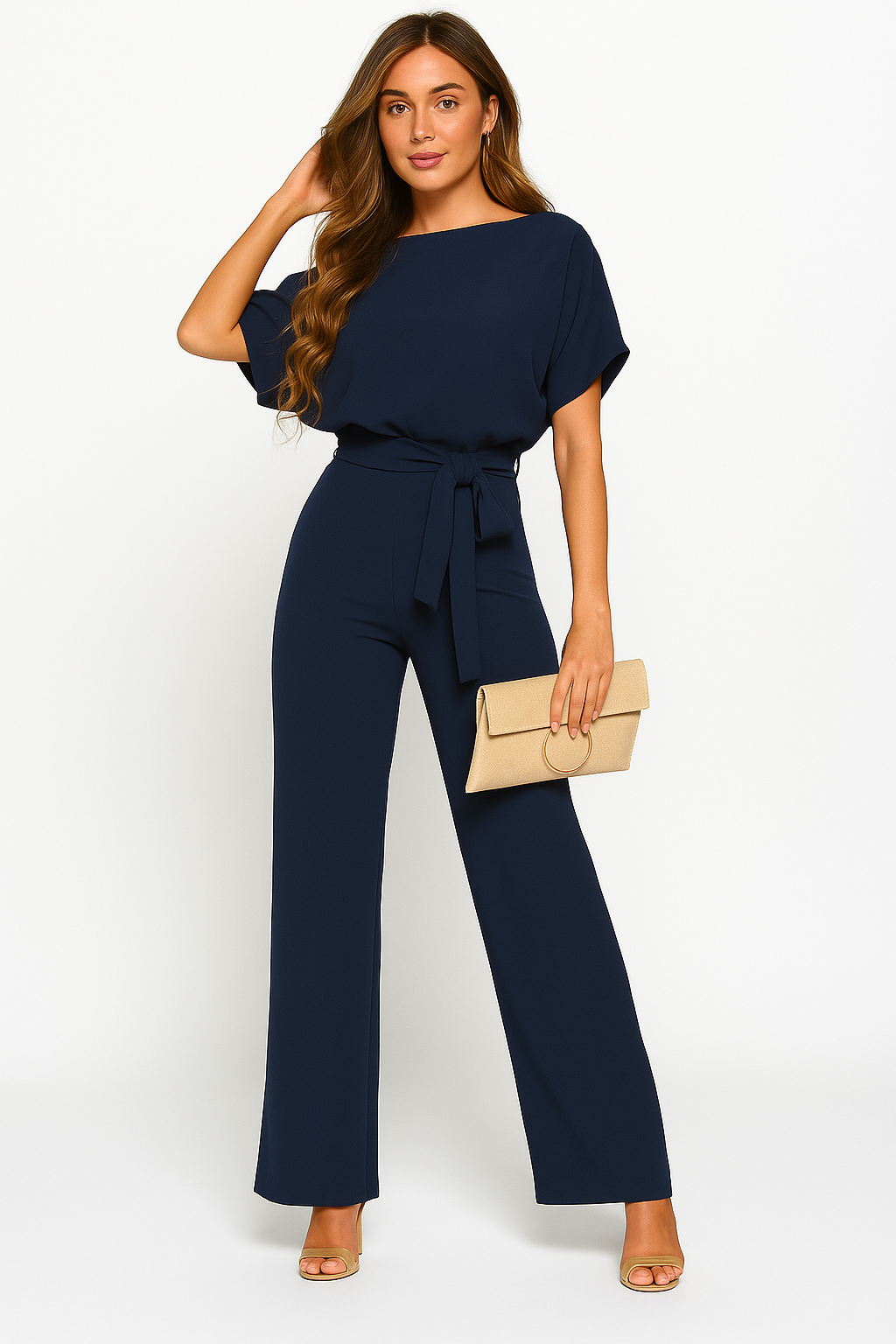 Elva Tie-Belt Jumpsuit – Stylish Women’s One-Piece Outfit