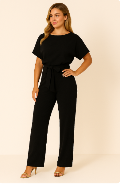 Elva Tie-Belt Jumpsuit – Stylish Women’s One-Piece Outfit