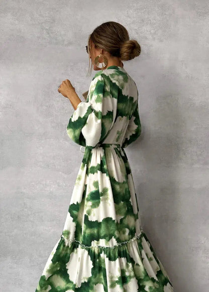 Women’s Maxi Dress – Long Sleeve, V-Neck & Elegant Flowy Fit