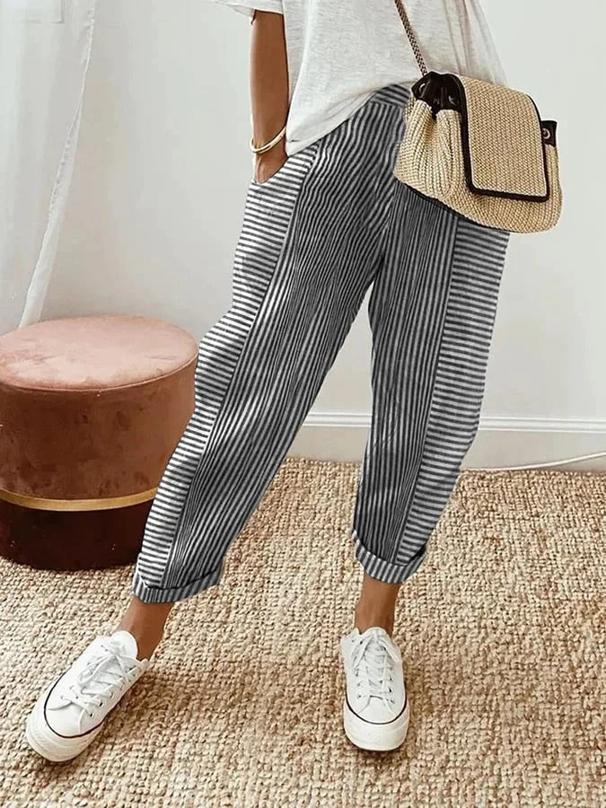 Judith Striped Cotton Pants – Soft, Breathable, and Stylish Fit