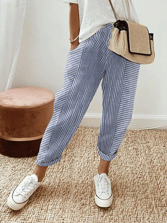 Judith Striped Cotton Pants – Soft, Breathable, and Stylish Fit
