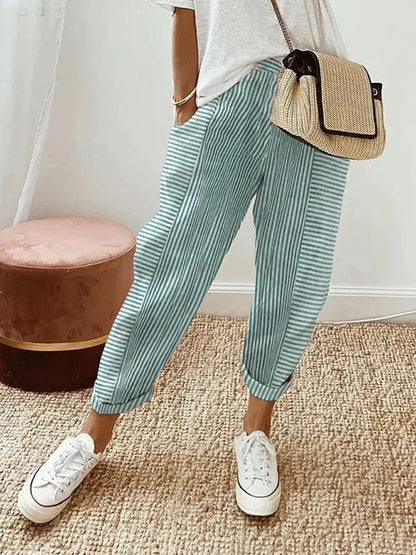 Judith Striped Cotton Pants – Soft, Breathable, and Stylish Fit