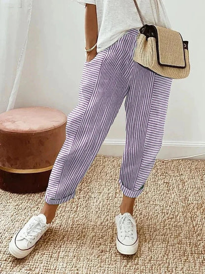 Judith Striped Cotton Pants – Soft, Breathable, and Stylish Fit